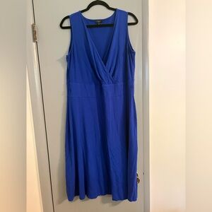 Talbots Royal Blue Stretch Jersey Knit Sleeveless Dress Plus Size 1X Belt Rodeo